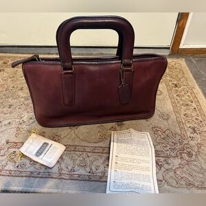 Coach Slim Leather Briefcase Purse Bag in rich brown cherry leather - RARE!